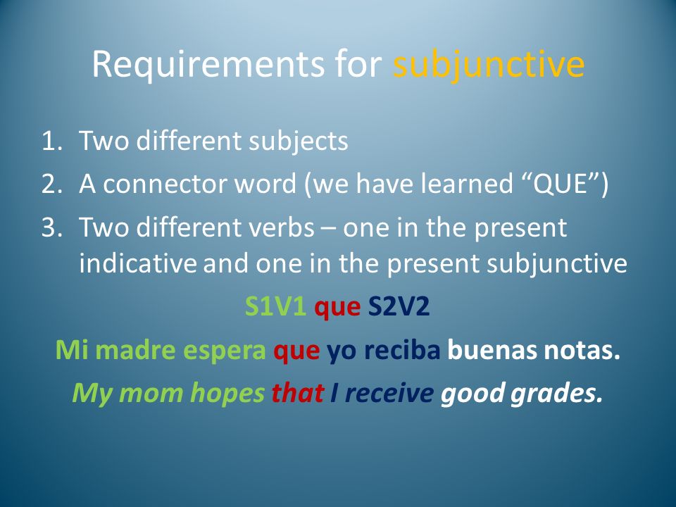 Requirements for subjunctive