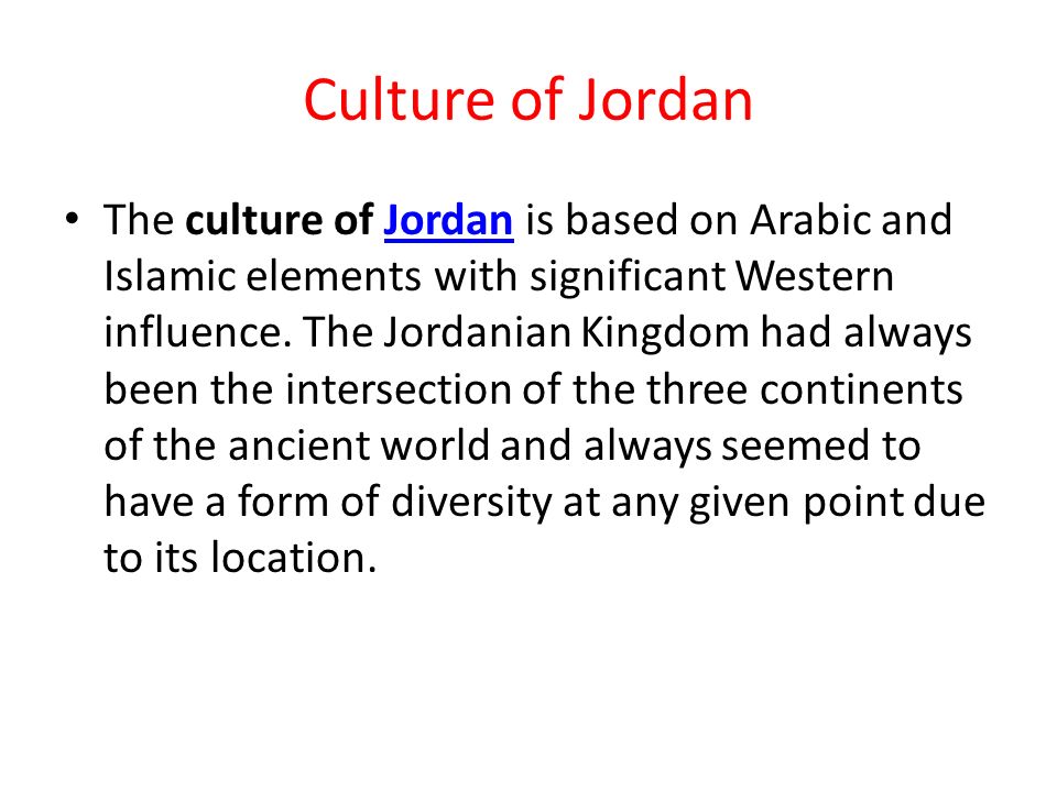 what is the culture of jordan