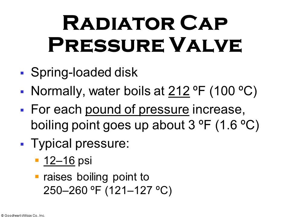 Radiator Cap Pressure Rating Chart