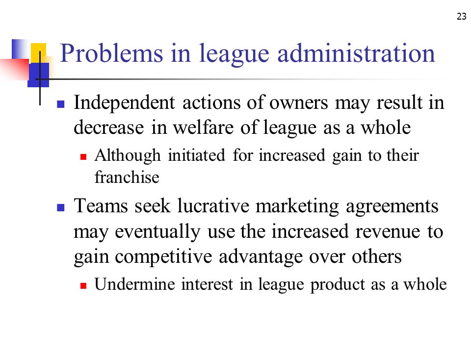 Problems in league administration