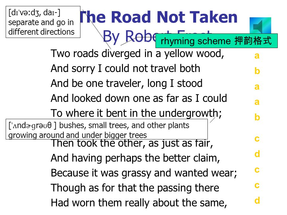 the road not taken rhyme scheme
