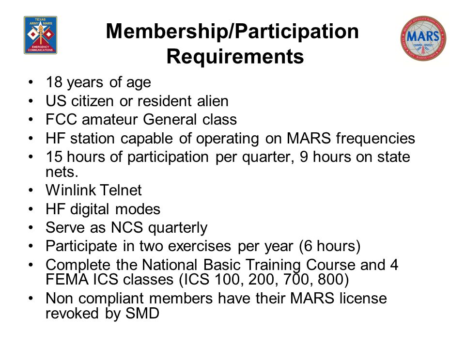 Membership/Participation Requirements