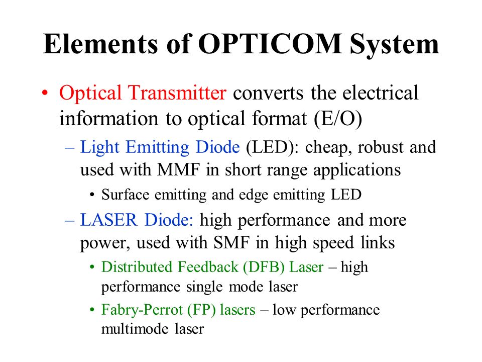 Elements of OPTICOM System