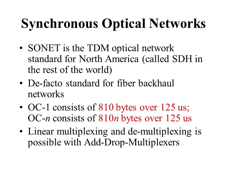 Synchronous Optical Networks