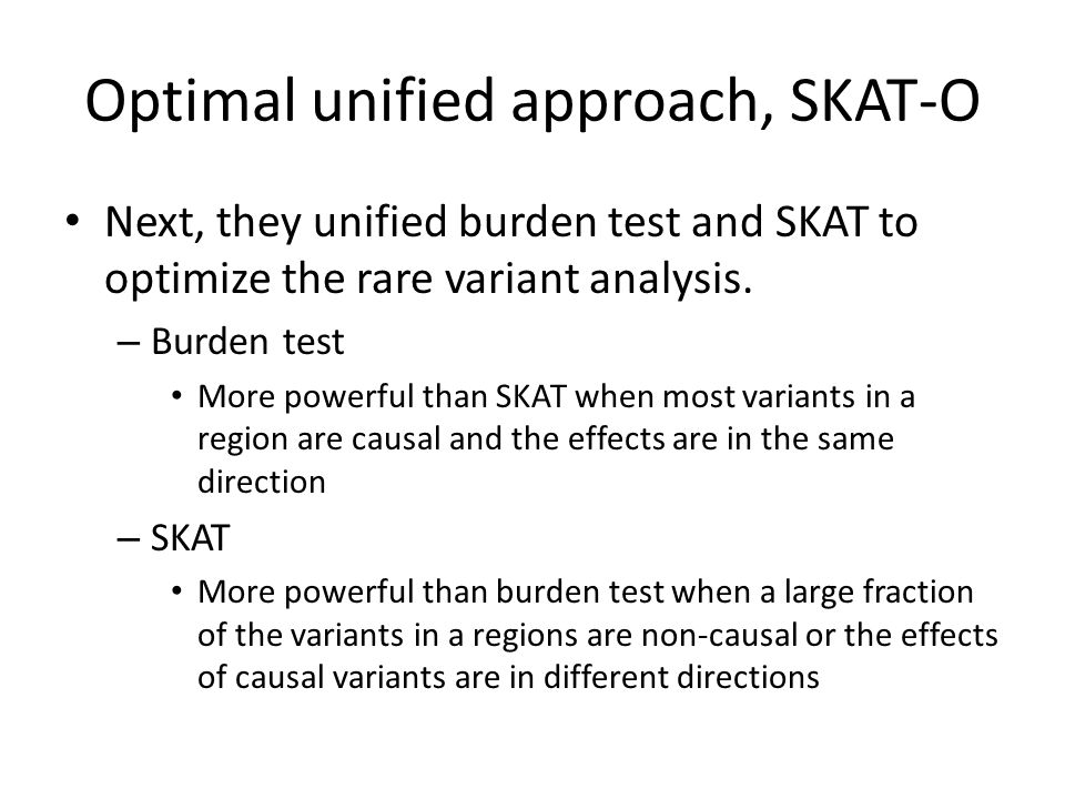 Sequence Kernel Association Tests (SKAT) for the Combined Effect of Rare  and Common Variants 統計論文 奈良原. - ppt video online download