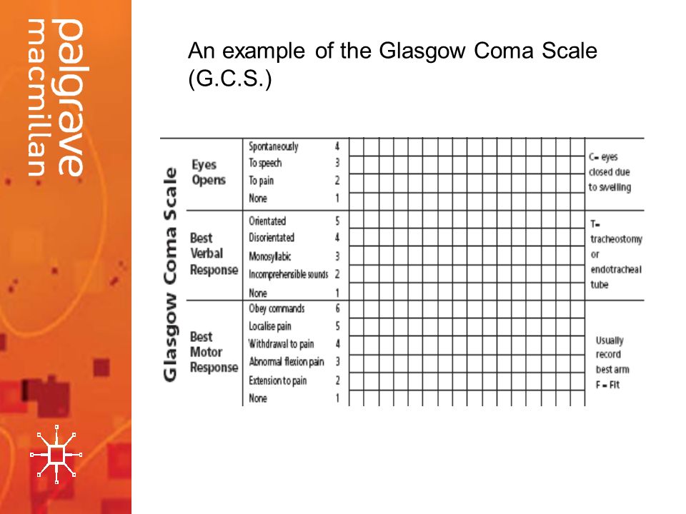 Glasgow Coma Scale Assessment Chart