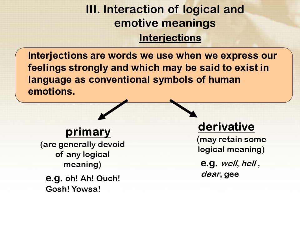 Interaction of logical and emotive meanings.