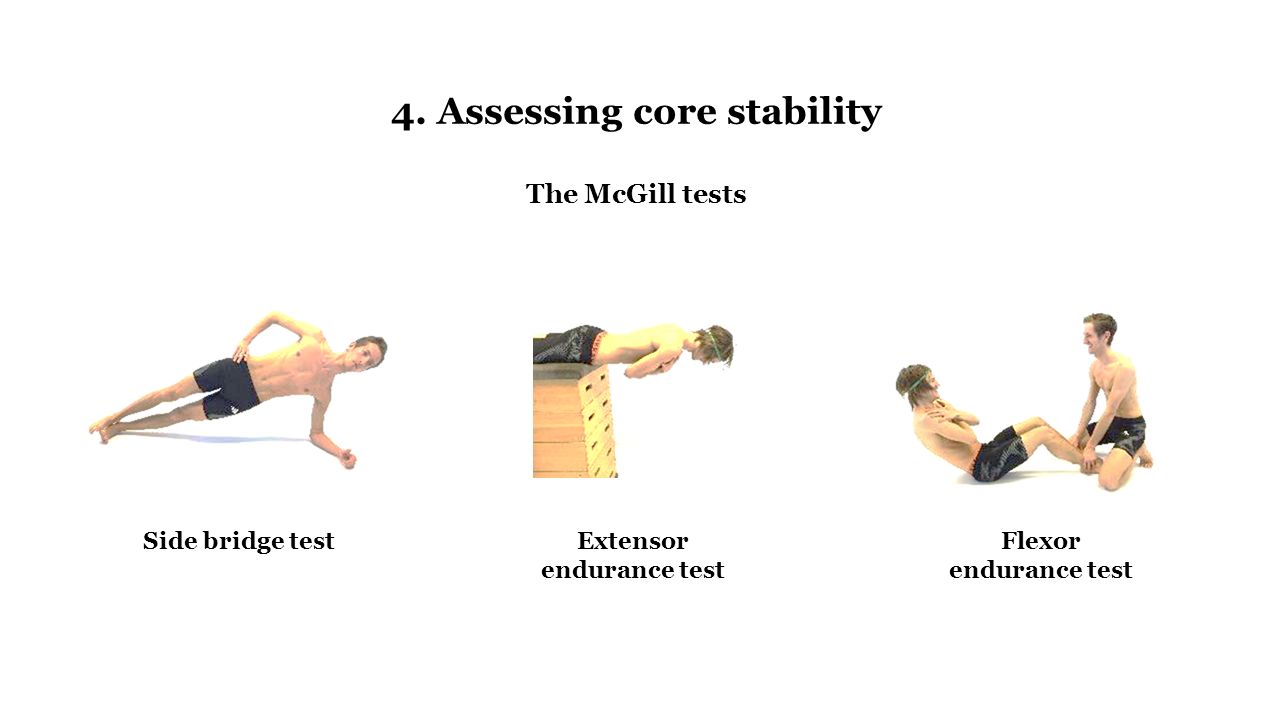 4. Assessing core stability Extensor endurance test.