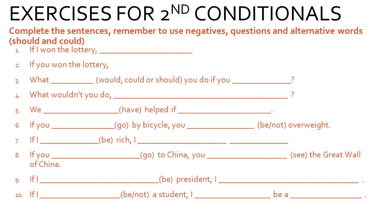 Conditionals Tasks
