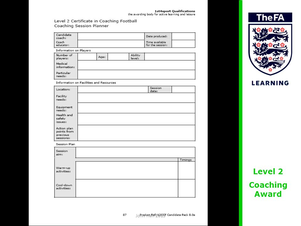 Football Coaching Session Plan Template