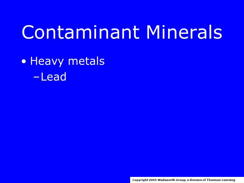 Contaminant Minerals Heavy metals Lead Contaminant Minerals