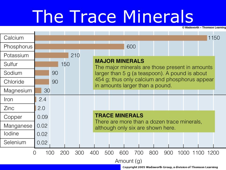 The Trace Minerals Copyright 2005 Wadsworth Group, a division of Thomson Learning