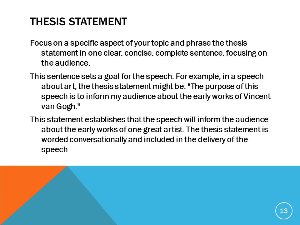 how to write a thesis for a speech