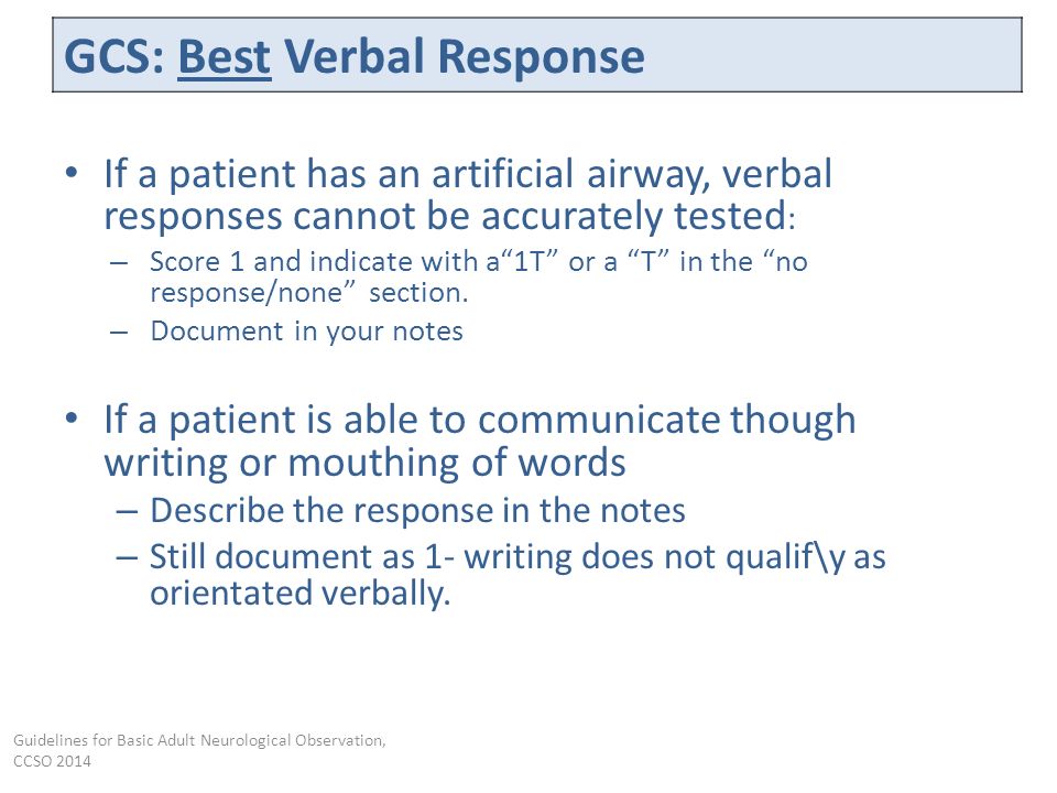 GCS: Best Verbal Response