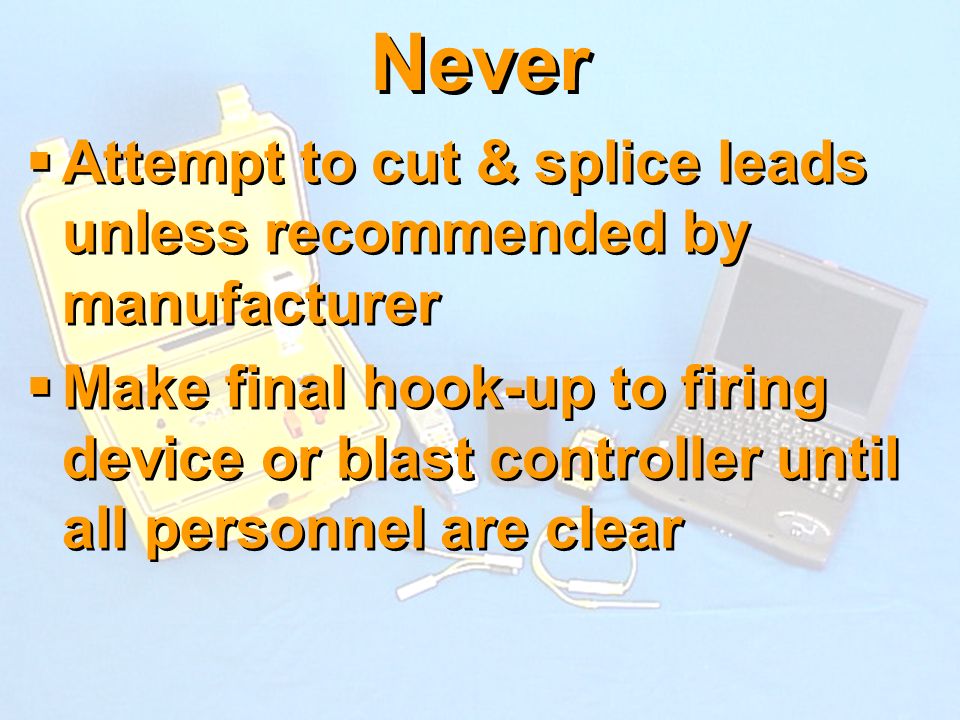 Never Attempt to cut & splice leads unless recommended by manufacturer