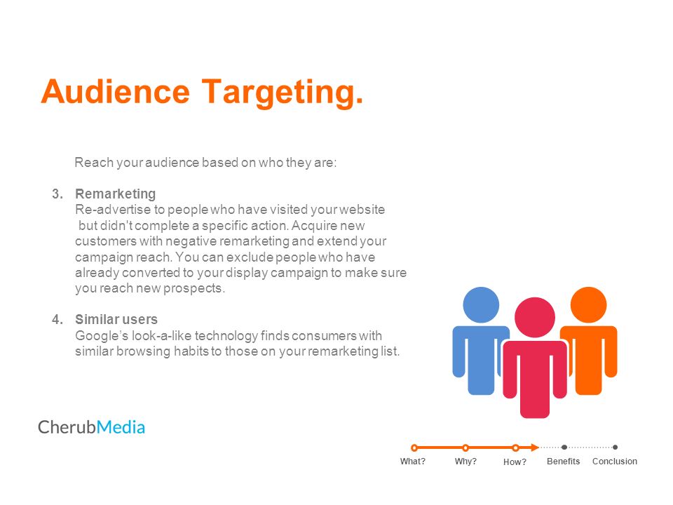 Audience Targeting. Reach your audience based on who they are: