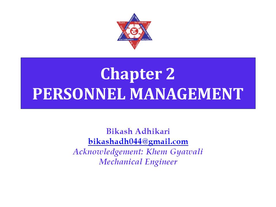 Chapter 2 PERSONNEL MANAGEMENT