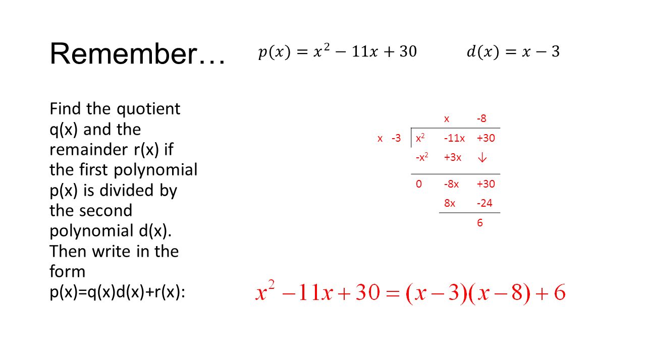 Polynomial Synthetic Division Ppt Download