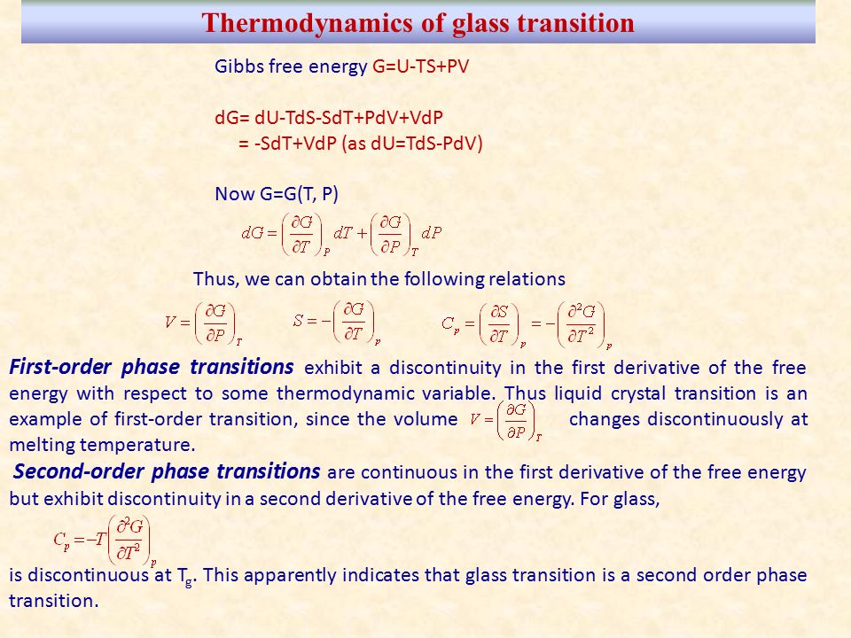 Thermodynamics of glass transition