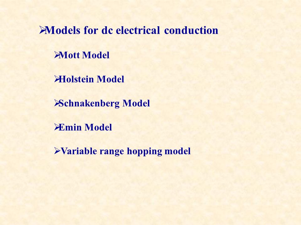 Models for dc electrical conduction