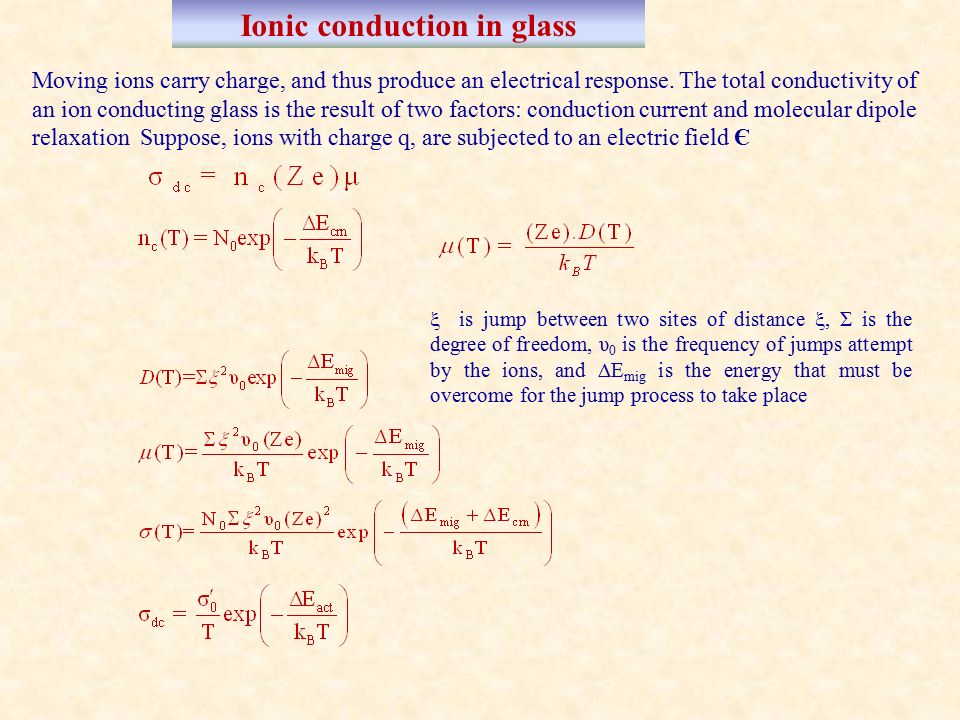 Ionic conduction in glass