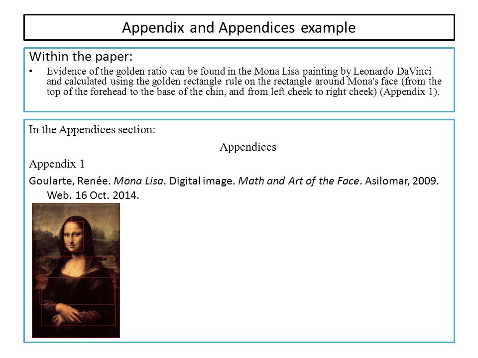 mla style appendix