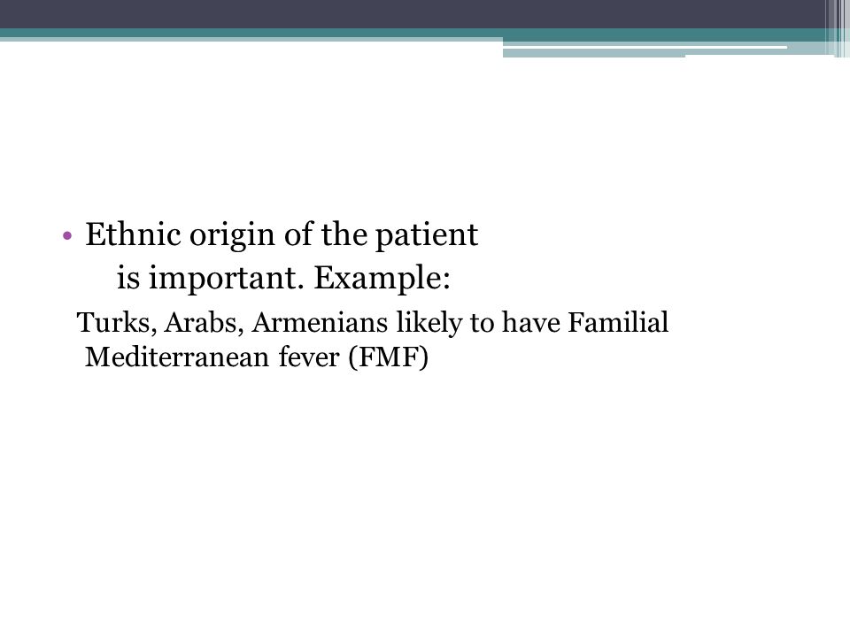 Ethnic origin of the patient