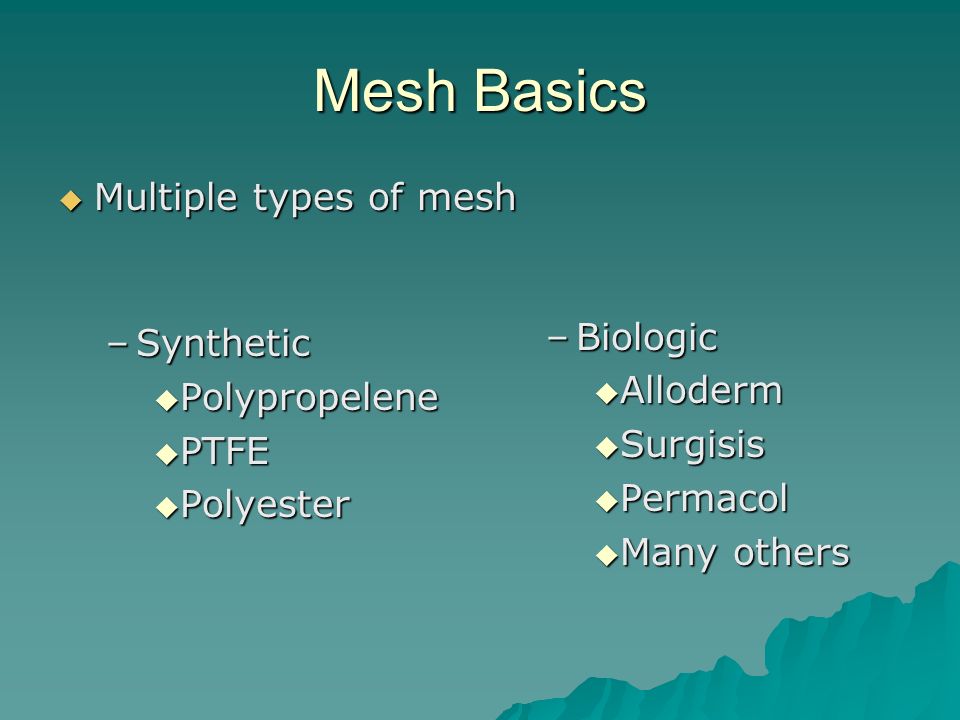 Materials for inguinal hernia repair: Mesh and Fixation - ppt video online  download