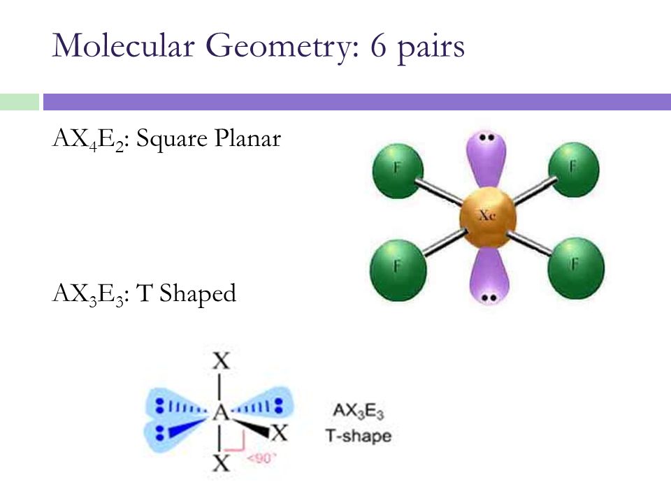 Molecular Geometry: 6 pairs.