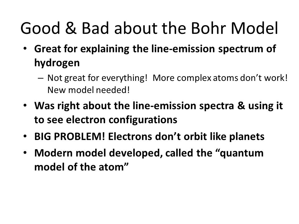 Good & Bad about the Bohr Model