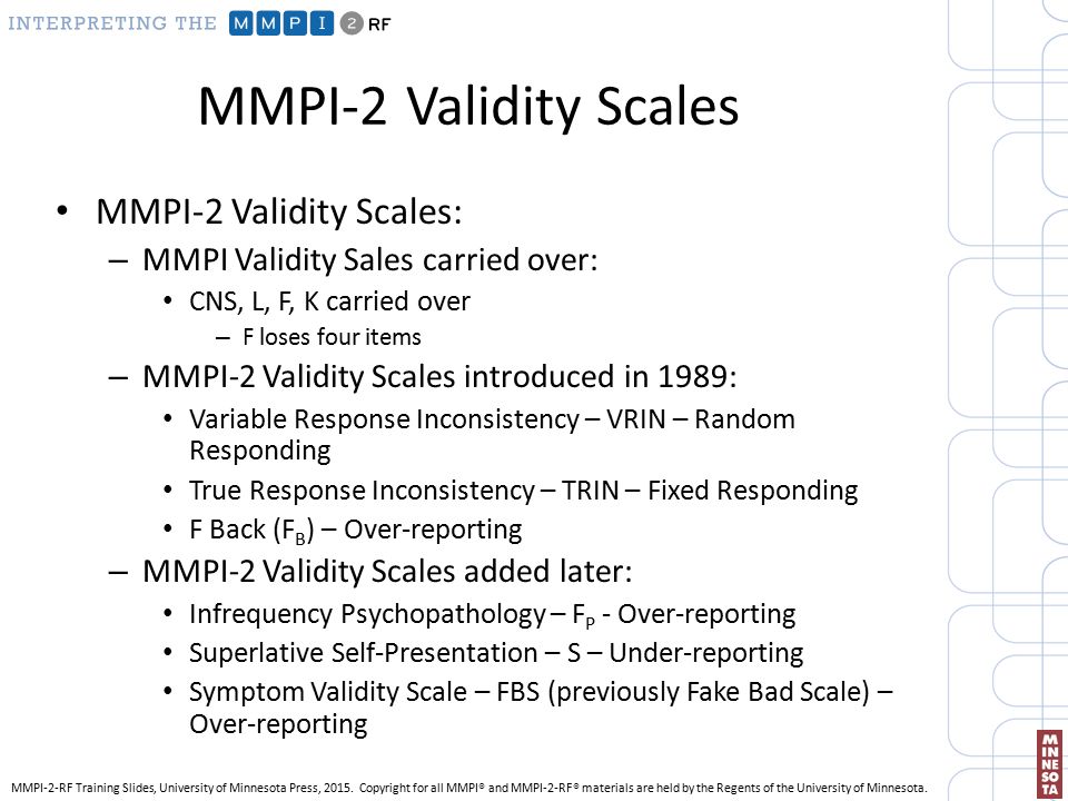 INTERPRETING THE MMPI-2-RF - ppt video online download