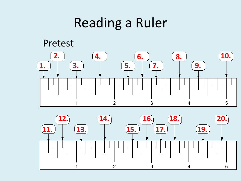 Reading a Ruler Pretest.