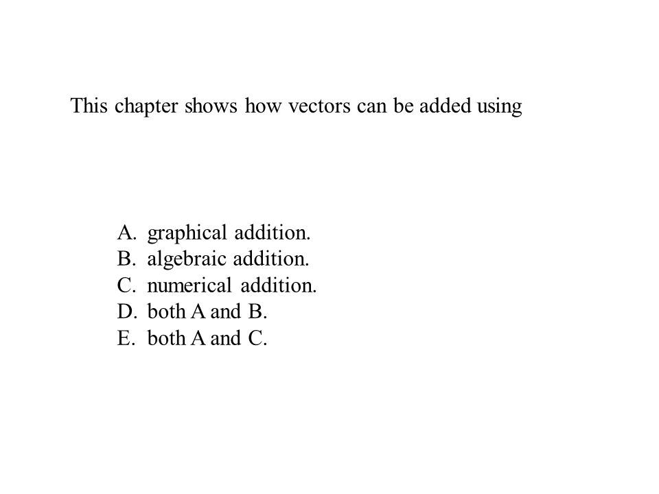 This chapter shows how vectors can be added using