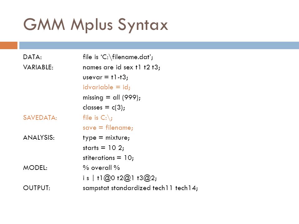 GMM Mplus Syntax