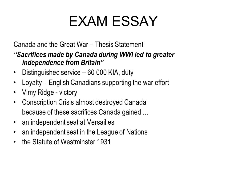 canadian history essay thesis