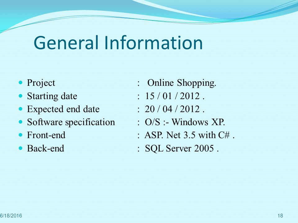 General Information Project : Online Shopping.