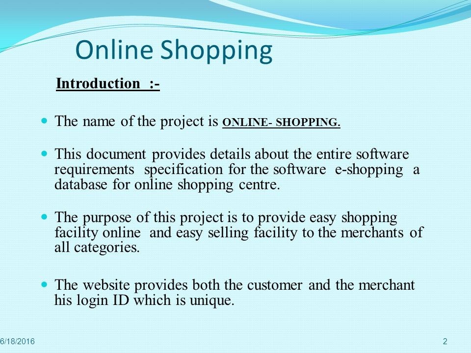 Online Shopping Introduction :-