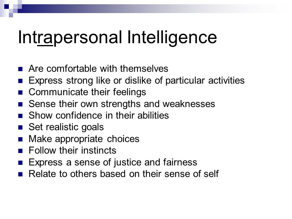 intrapersonal intelligence characteristics