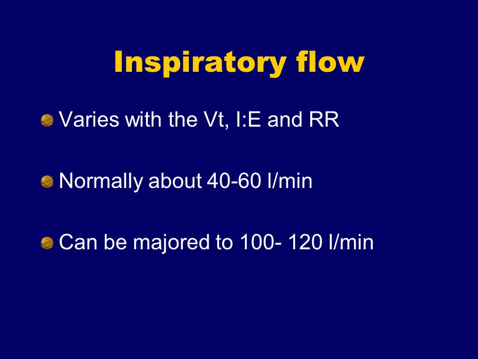 Inspiratory flow Varies with the Vt, I:E and RR