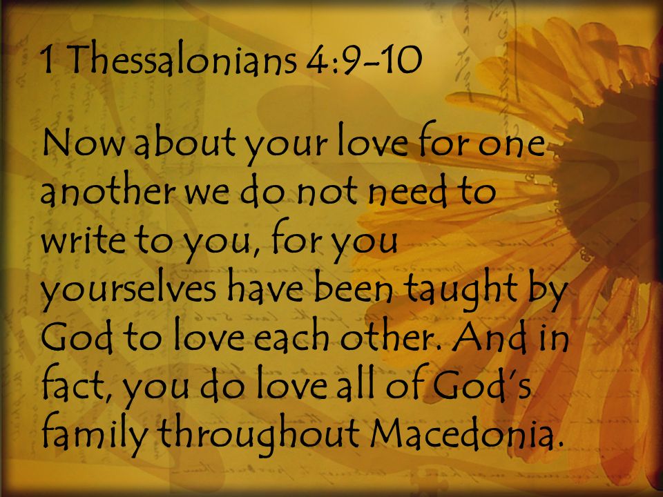 1 Thessalonians 4:9-10