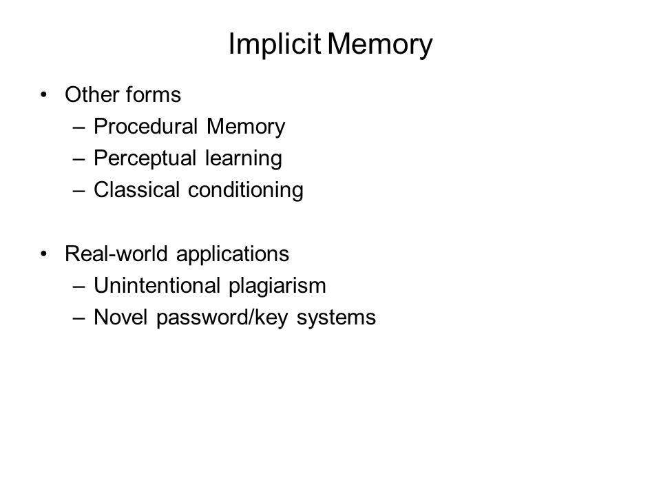 Memory IV Memory Systems Amnesia ppt download