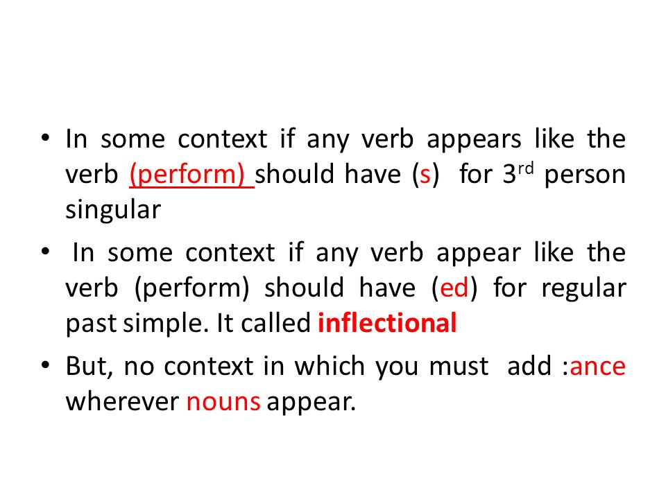 In some context if any verb appears like the verb (perform) should have (s) for 3rd person singular