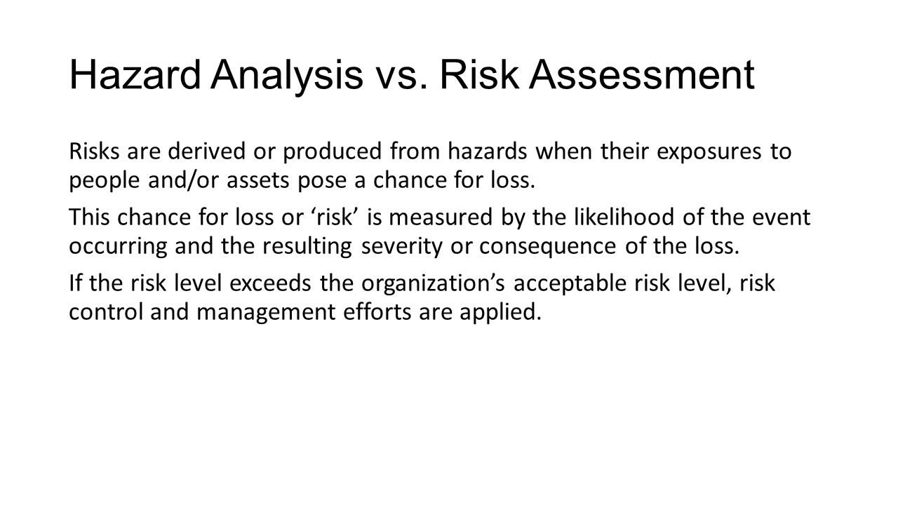 Hazard Analysis vs. Risk Assessment