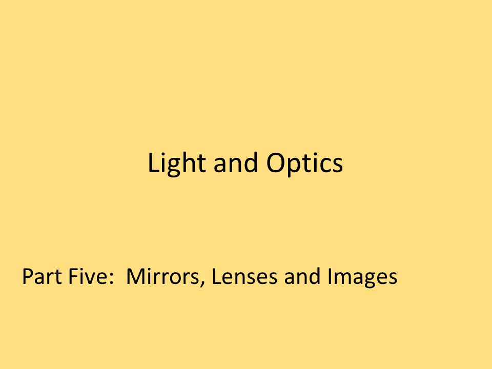 Light and Optics Part Five: Mirrors, Lenses and Images