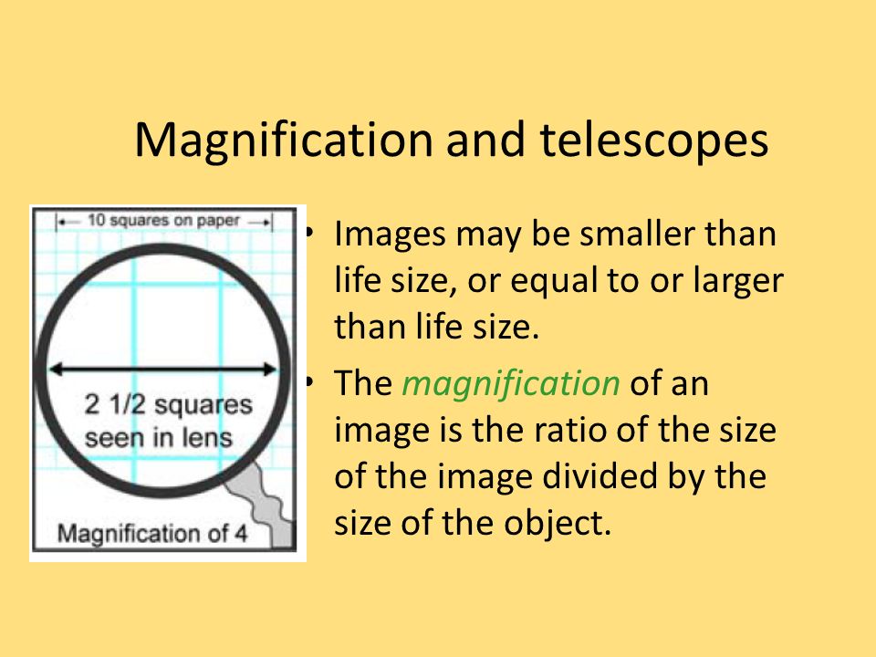 Magnification and telescopes