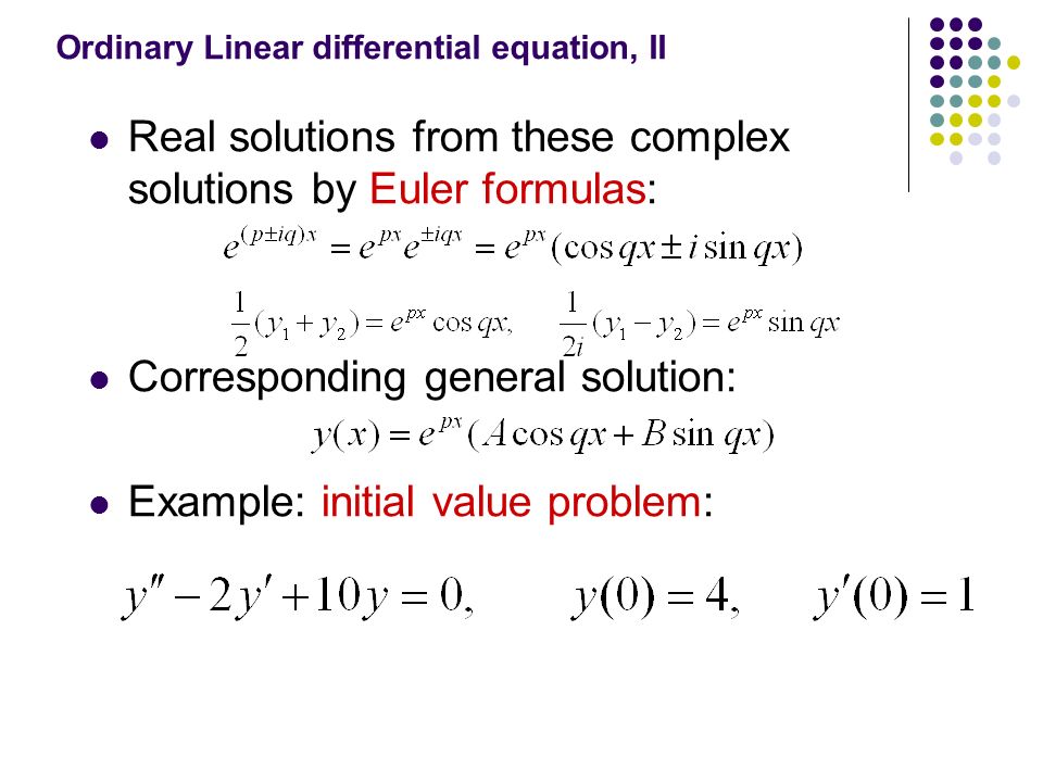 Ordinary Linear differential equation, II. 