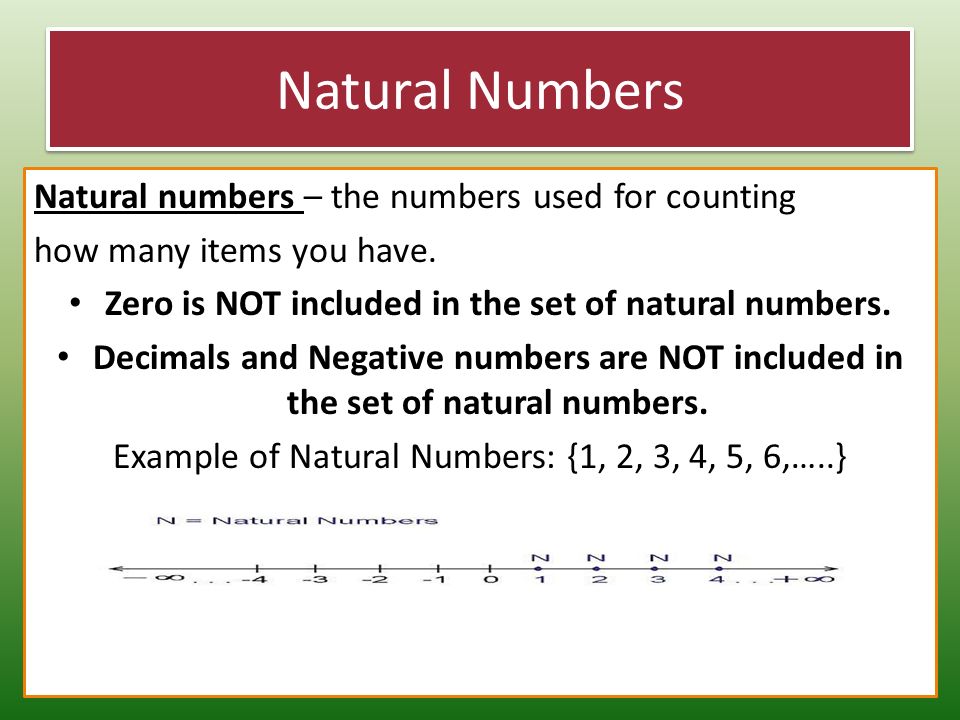 Natural numbers examples