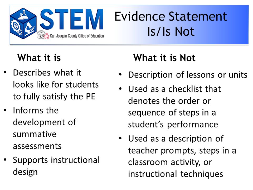 Evidence Statement Is/Is Not