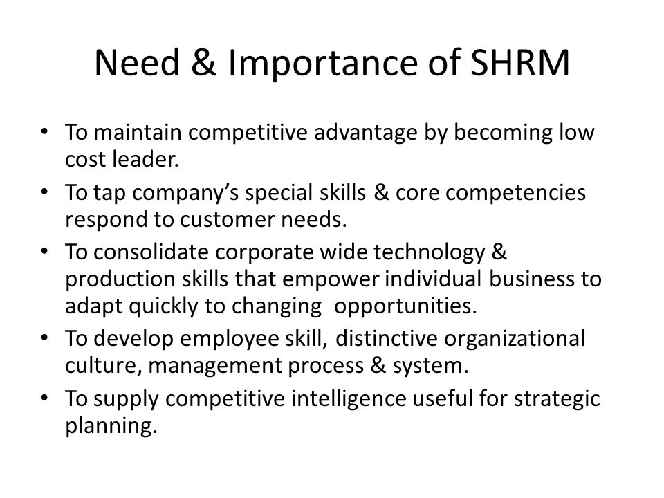 importance of shrm in an organisation