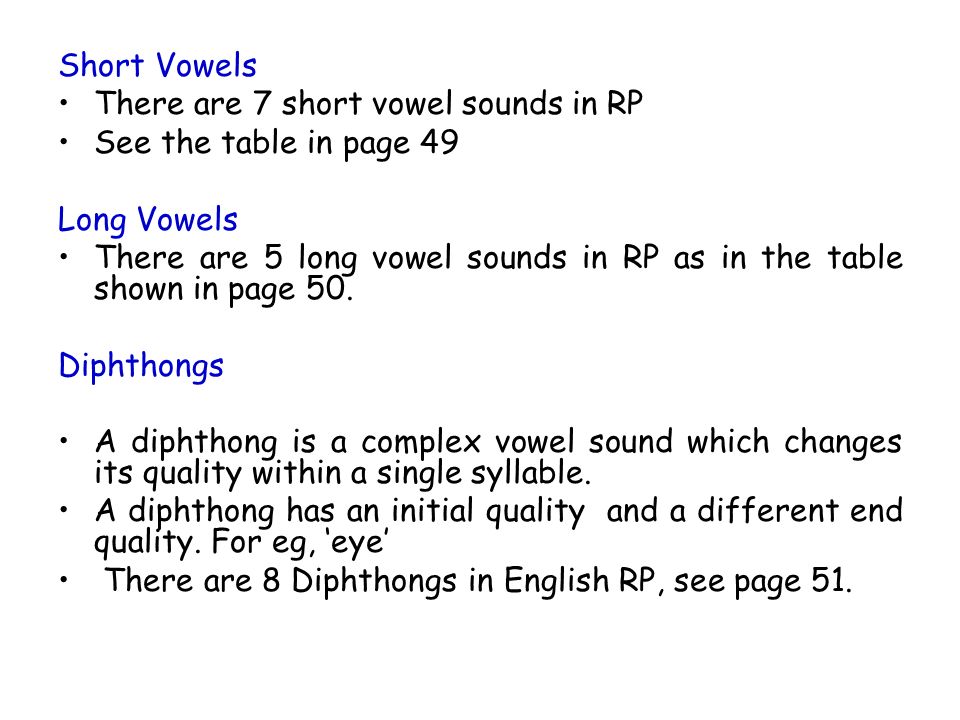Vowels And Diphthongs Chart
